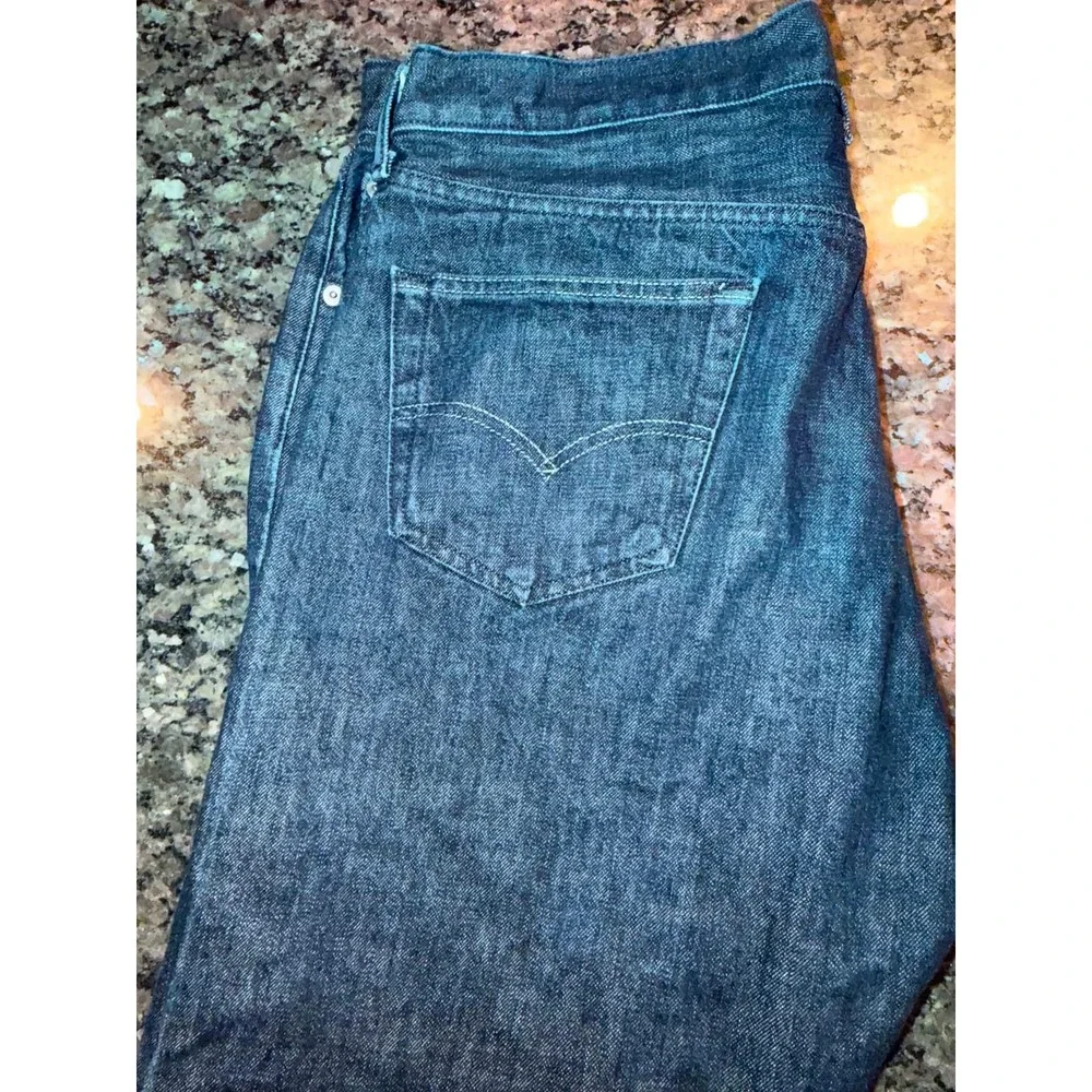 Levis 501 Original Fit Jeans Mens 38x34 Dark Wash Indigo Blue Button Fly Denim